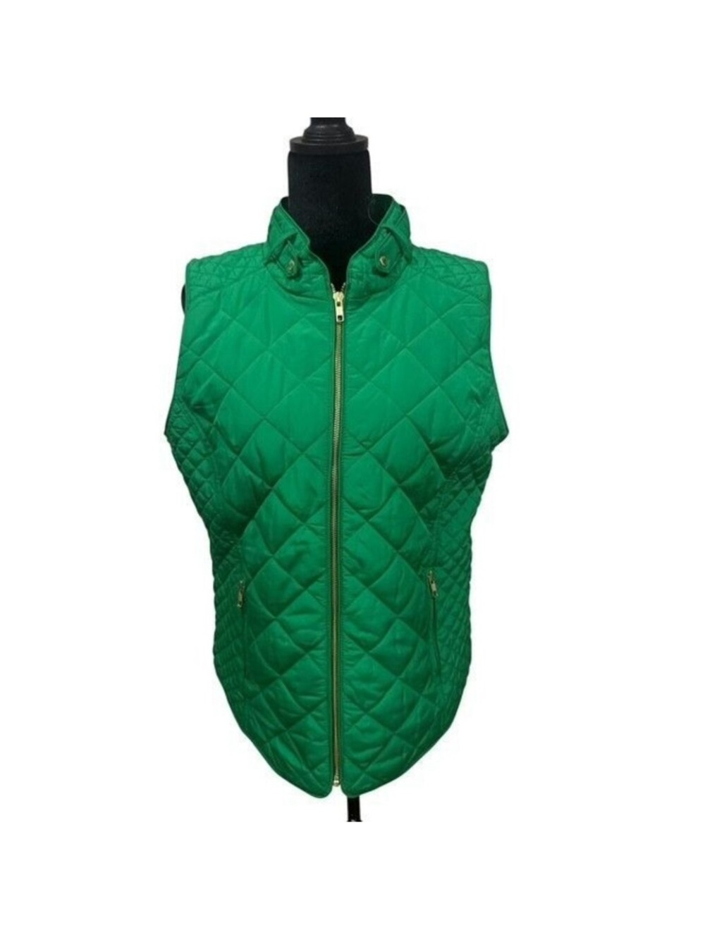 crown & ivy Quilted Emerald Green Women's Vest